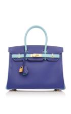 Hermes Vintage Hermes 30cm Blue Atoll And Blue Electric Epsom Leather Birkin