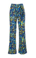 La Doublej Slit Printed Waist-tie Crepe Pants