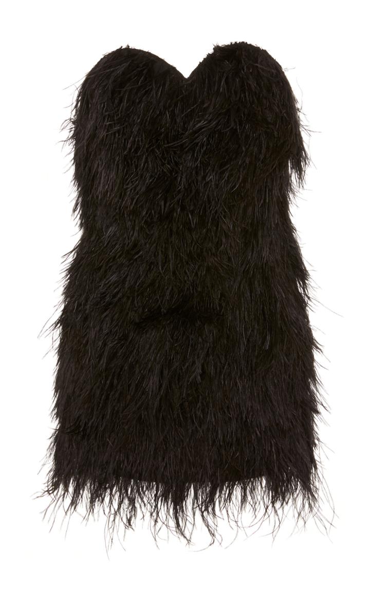 Michael Lo Sordo Ostrich Feather-embellished Mini Dress