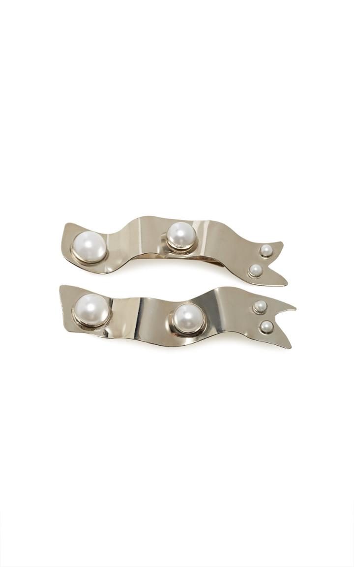 Moda Operandi Rodarte Set Of Two Faux-pearl-embellished Ribbon Hair Clips