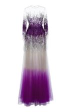 Pamella Roland Paillette Embroidered Ombre Tulle Gown