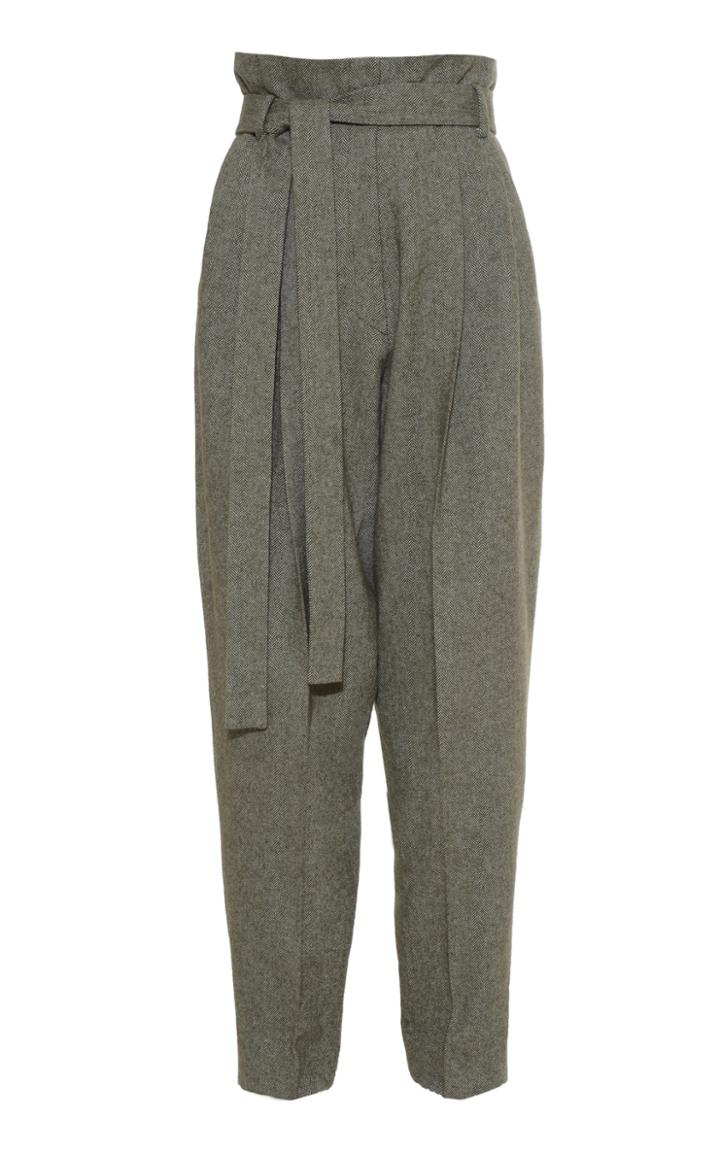 Moda Operandi Anouki High Waist Peg Khaki Tweed Pants