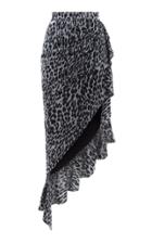 Rasario Draped Leopard Print Chiffon Midi Skirt