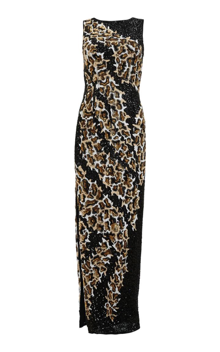 Khosla Jani Cheetah Print Embroidered Gown