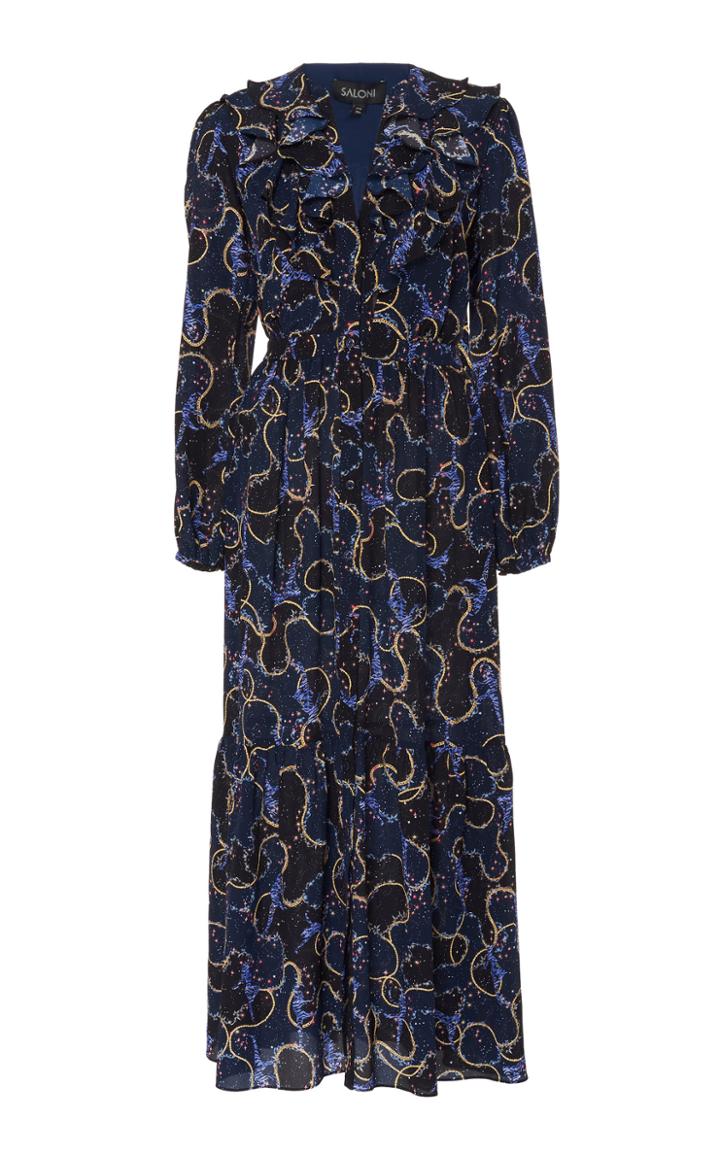 Saloni Ginny Abstract Floral Midi Dress