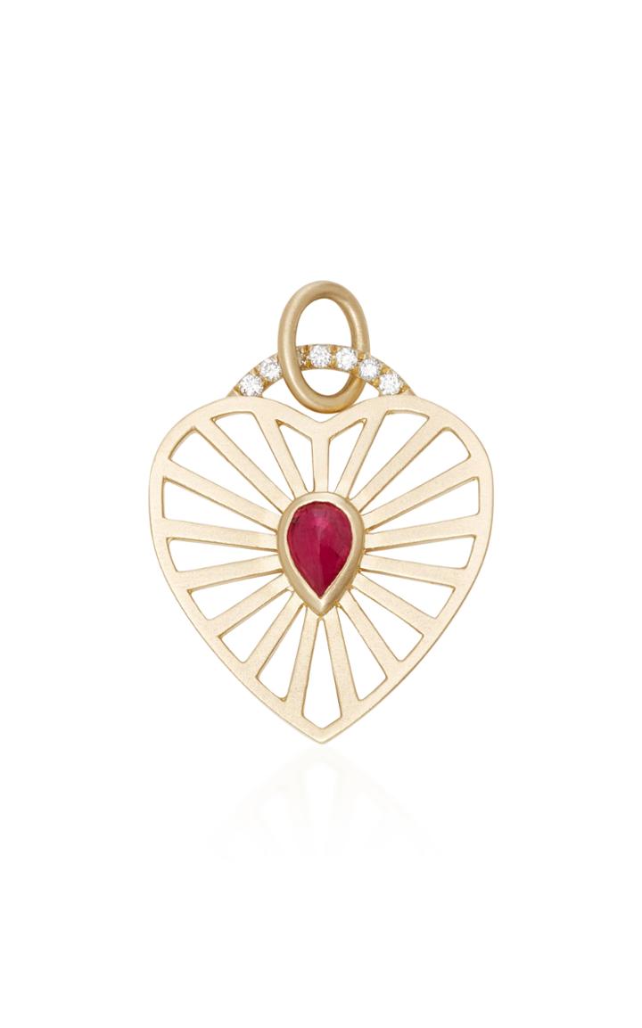 Michelle Fantaci Heart Charm With Gemfields Ruby And White Diamonds