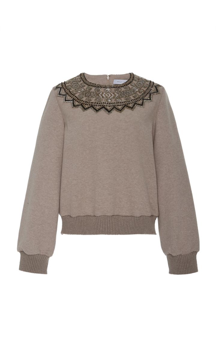Sally Lapointe Metallic Coil Embroidered Sweatshirt