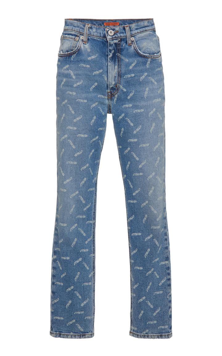 Heron Preston Laser Denim Printed Text Jeans