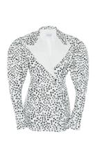 16arlington Puff Sleeve Printed Leather Blazer