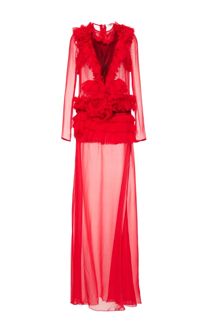 Givenchy Pleated Ruffle Chiffon Dress