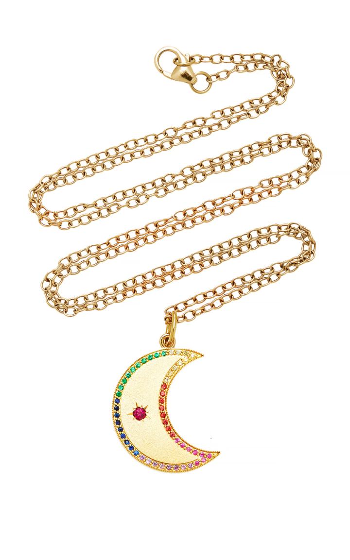 Andrea Fohrman Crescent Moon Multi-sapphire Necklace