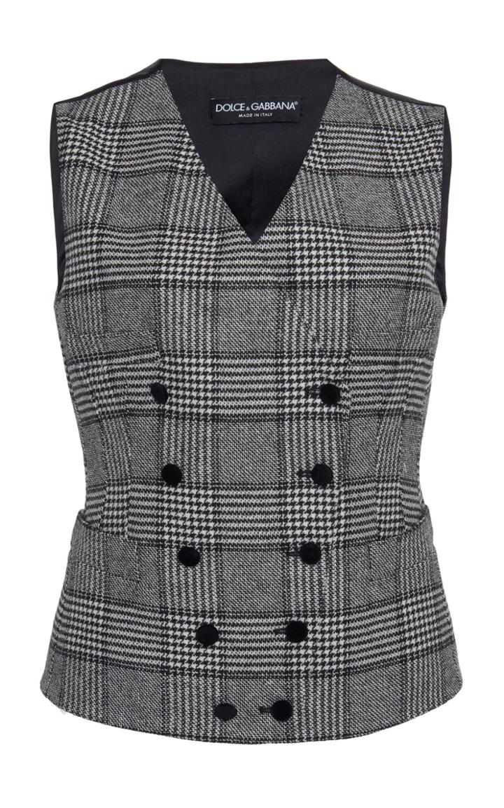 Dolce & Gabbana Checked Double-breasted Wool Vest