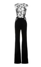 Pamella Roland Lace And Stretch Crepe Jumpsuit With Grosgrain Panels