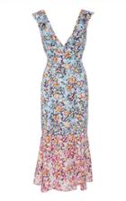 Saloni Holly Floral-print Silk Midi Dress Size: 2