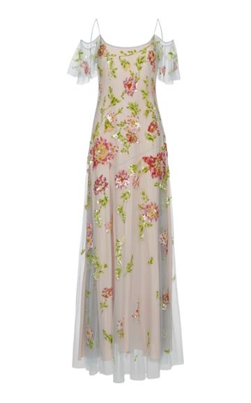 Blumarine Off The Shoulder Embroidered Gown