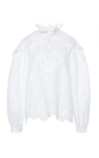 Moda Operandi Alberta Ferretti Muslin Eyelit Embroidered Blouse Size: 38
