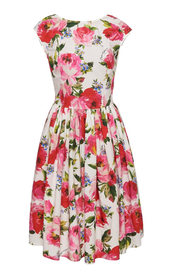 Dolce & Gabbana Peonies Poplin Dress