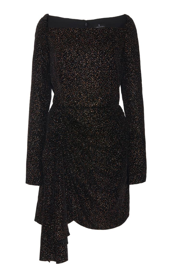 J. Mendel Embroidered Velvet Square Neck Mini Dress