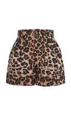 Moda Operandi Alanui Leopard-print Denim Pleated Shorts
