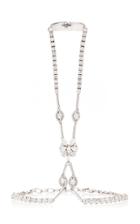 Yeprem 18k White And Diamond Ring And Bracelet Chain