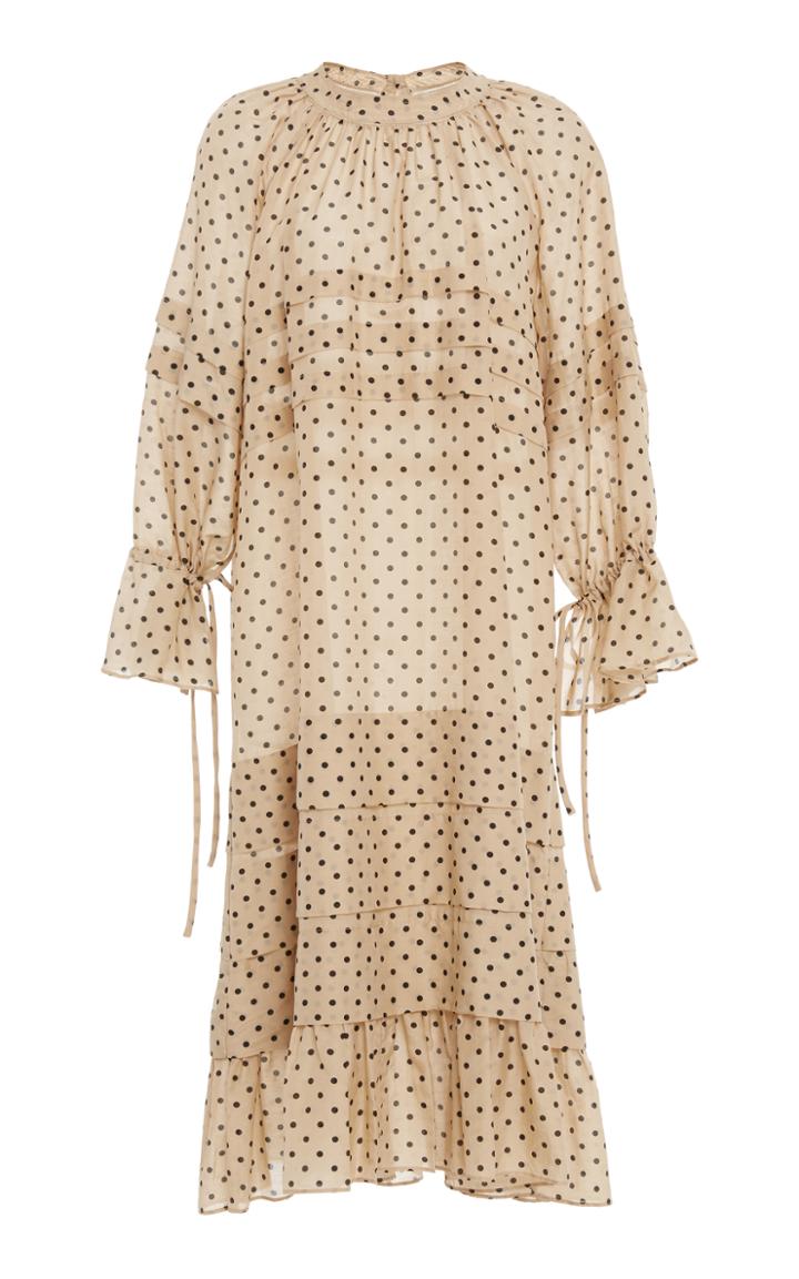 Lee Mathews Ingall Spot Silk Cotton Raglan Dress