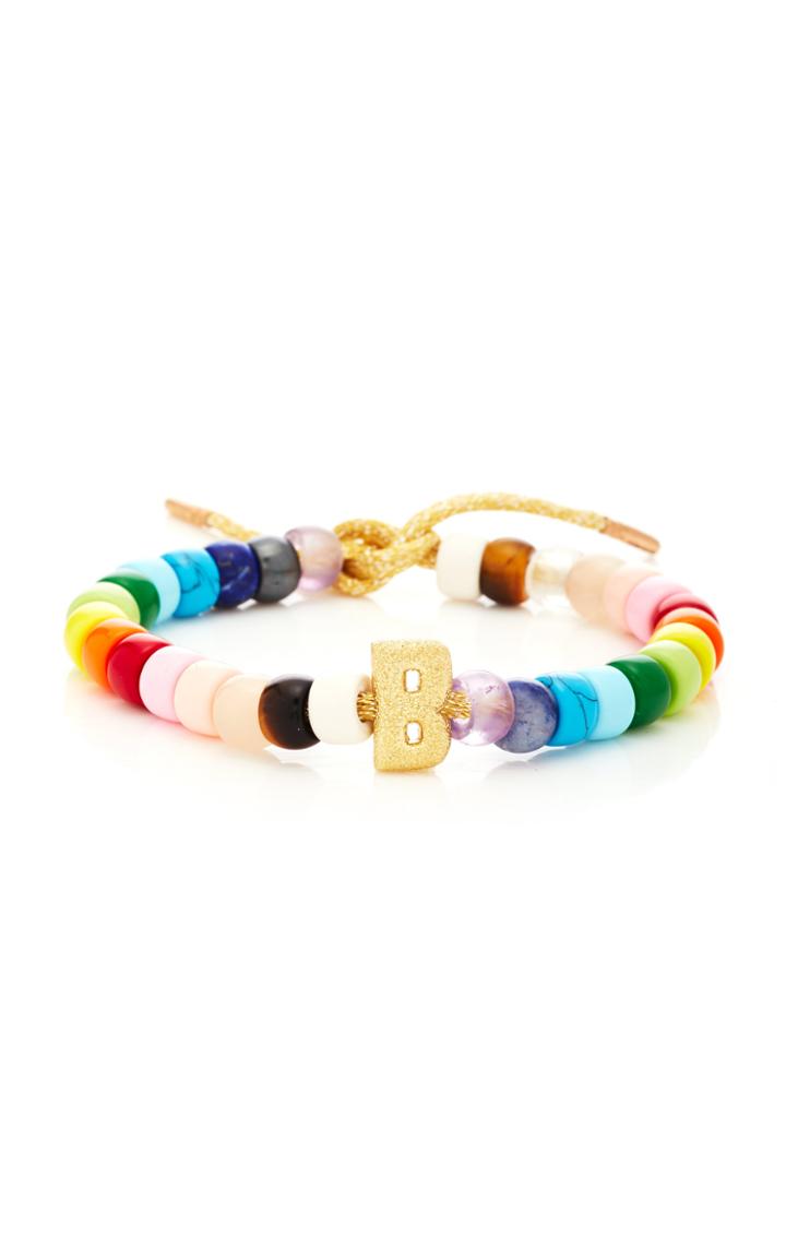 Moda Operandi Carolina Bucci 18k Gold Initial And Rainbow Forte Bead Bracelet