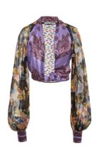Moda Operandi Attico Balloon Sleeve Plunge Printed Top