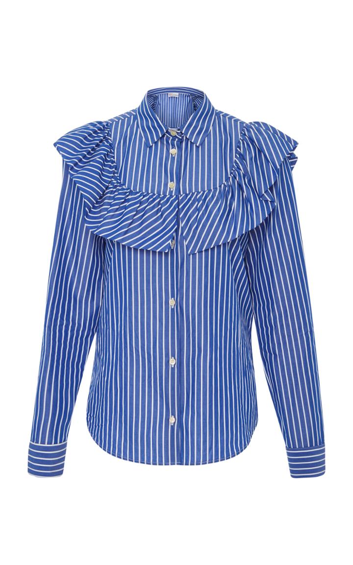 Red Valentino Ruffle-trimmed Striped Blouse