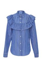 Red Valentino Ruffle-trimmed Striped Blouse
