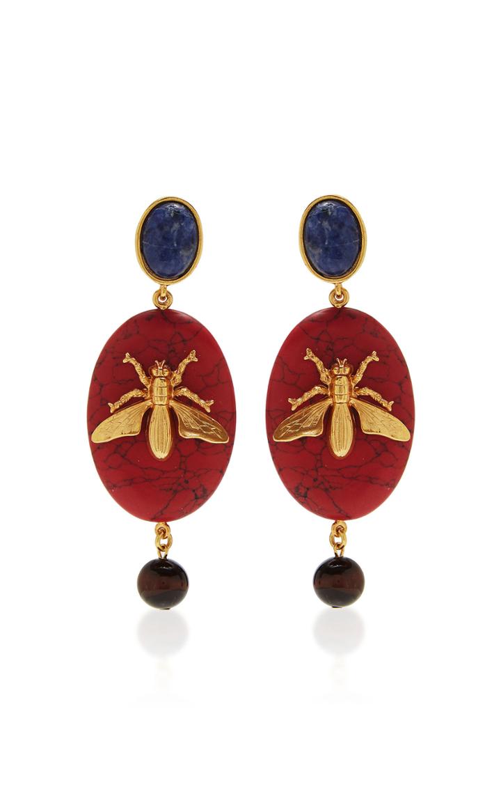 Moda Operandi Oscar De La Renta Brass And Stone Drop Earrings