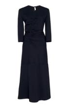 Victoria Beckham Slash Sleeve Georgette Fitted Midi Dress