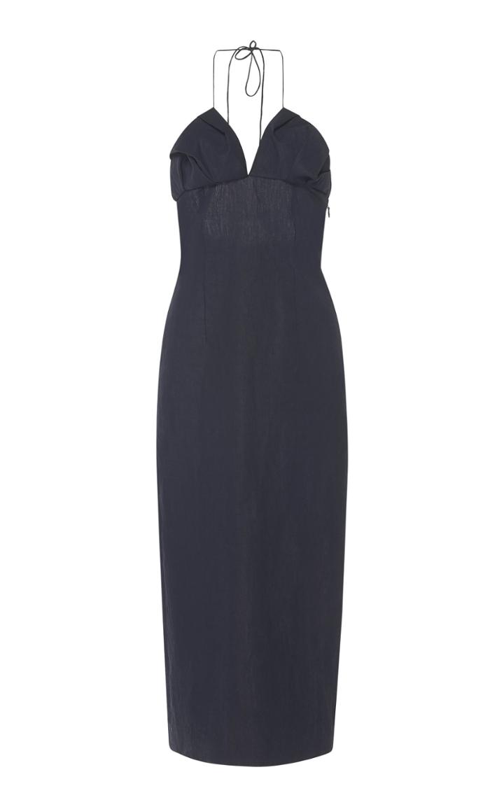 Jacquemus Bambino Fitted Linen Midi Dress