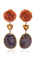 Bahina 18k Gold Rose Citrine And Sapphire Earrings