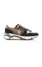 Golden Goose Running Sole Printed Calf Hair Leather And Mesh Sneakers