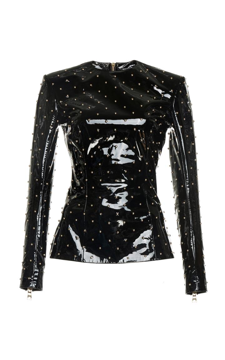 Balmain Studded Patent Leather Top
