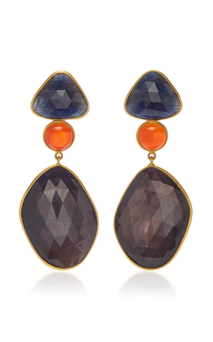 Bahina 18k Gold, Sapphire And Carnelian Earrings