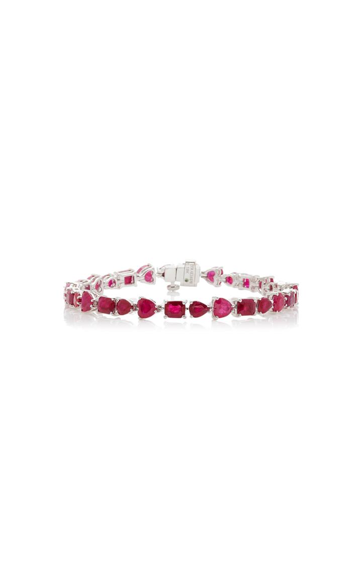 Moda Operandi Luisa Alexander 18k White Gold Multishape Ruby Tennis Bracelet