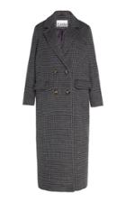 Ganni Checked Wool-blend Coat Size: 34