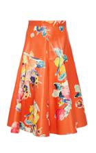 Ralph Lauren Clyde Floral Leather A-line Skirt
