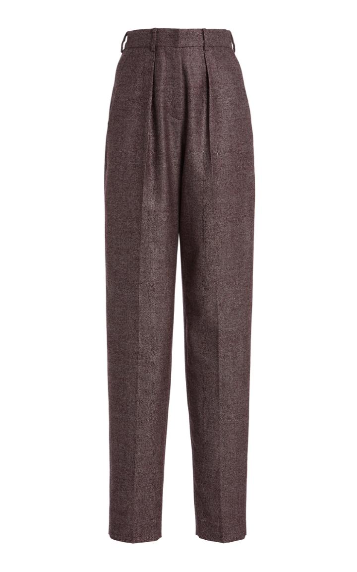 Moda Operandi Zeynep Aray Pleated Tweed Straight-leg Pants