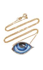 Lito 14k Gold Large Blue Diamond And Sapphire Enamel Eye Necklace