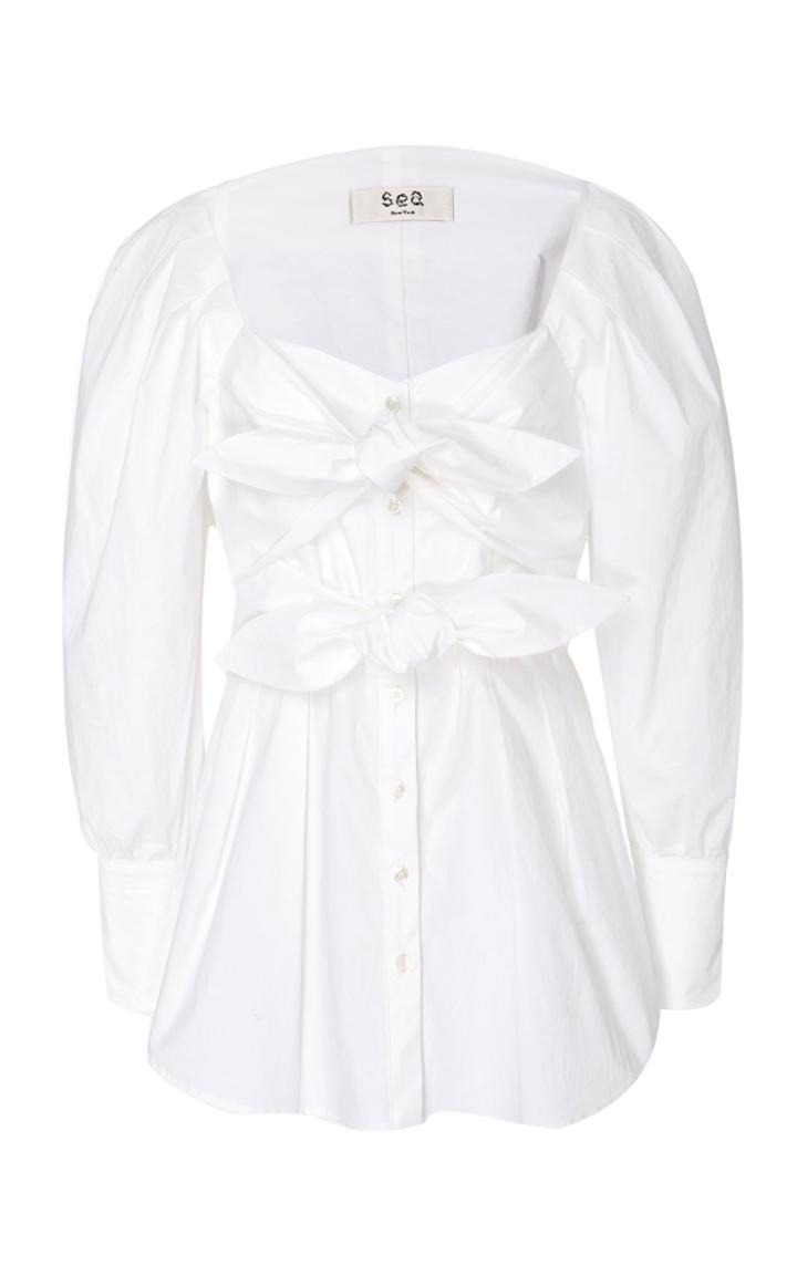 Sea Basic White Sweatheart Knot Top