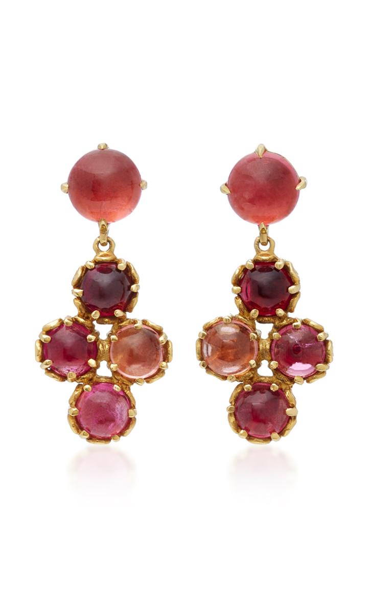 Daria De Koning Czarina Four 18k Gold And Tourmaline Earrings