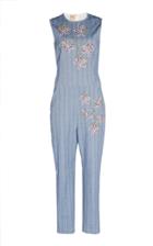 Pascal Millet Chambray Stretch Jumpsuit With Hand Embroidery