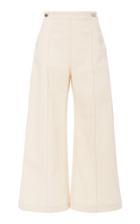 Rosetta Getty Pintucked Cropped Cotton-blend Wide-leg Pants