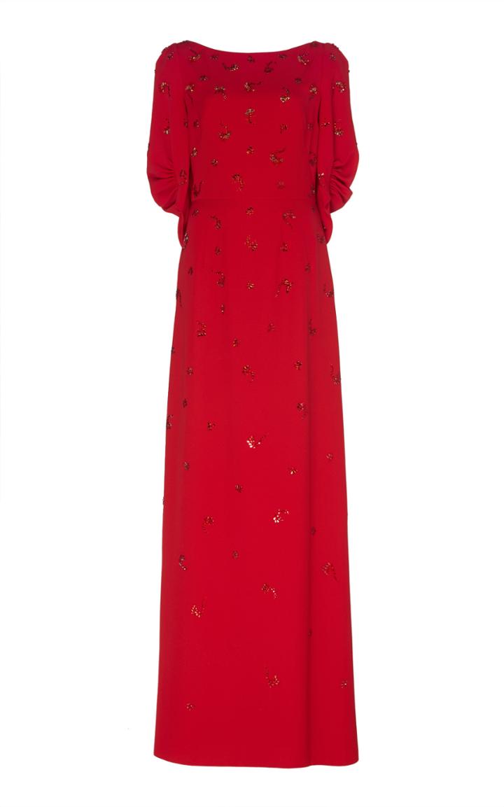 Jenny Packham Fleur Gathered Sleeve Embellished Gown