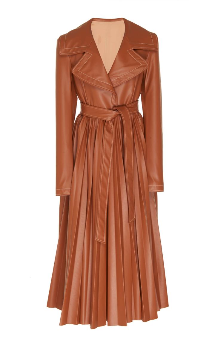 A.w.a.k.e. Belted Pleated Leather Coat