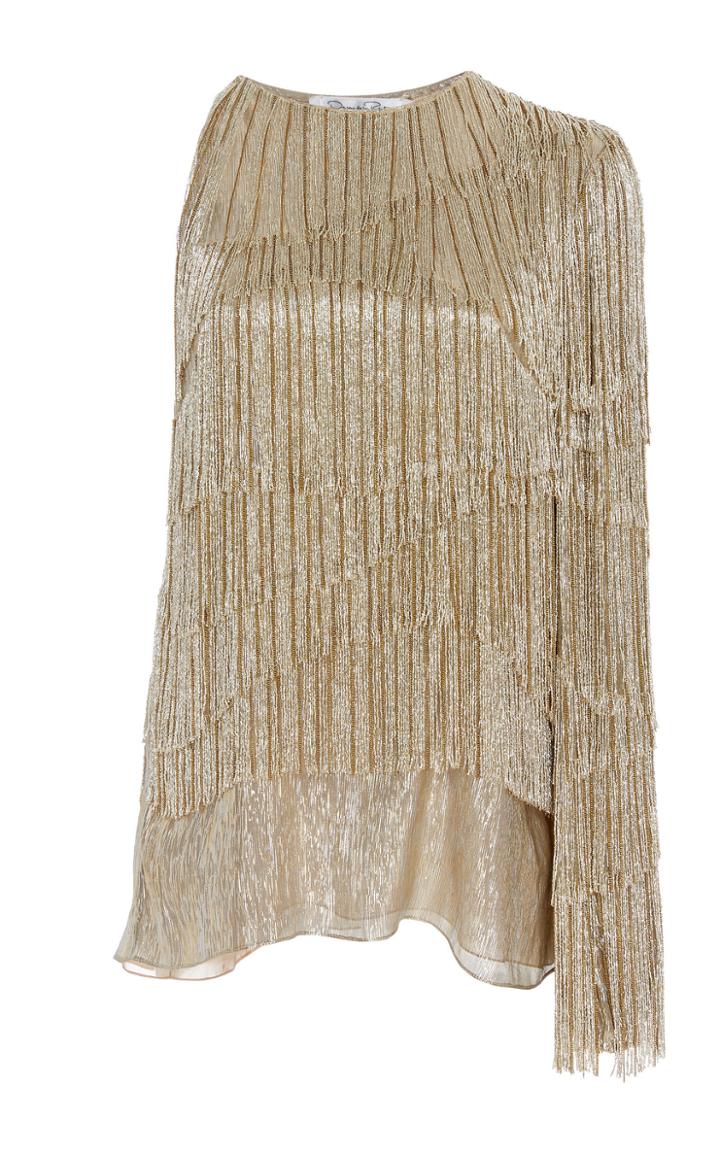 Oscar De La Renta Embroidered One-shoulder Tiered Blouse