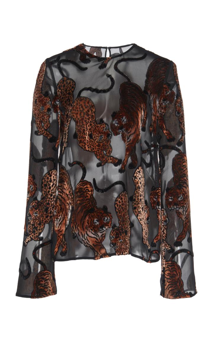 Galvan Winter Jungle Velvet-chiffon Blouse