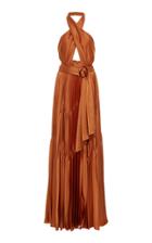 Moda Operandi Burnett New York Pleated Charmeuse Belted Halter Gown Size: 0